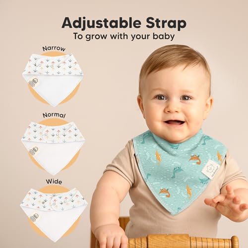 Image of 8pk Organic Baby Bandana Bibs for Drooling and Teething (Mesozoic)
