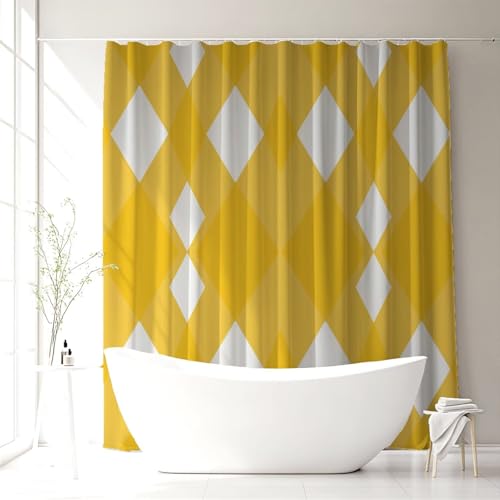 Rideau douche jaune 100x120 imperméable polyester rideau de douche - 3