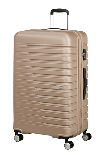 American Tourister Flashline   Maleta rígida Grande (78 cm), Ampliable, maletín de Viaje con 4 Ruedas, Cierre TSA, 100/109 L, Color Dorado Marfil