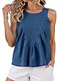 Cicy Bell Womens Babydoll Denim Tank Tops Peplum Swing...