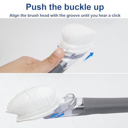 Image of CELOX Dish Brush with Soap Dispenser for Cleaning Pots, Dishes, Bowls, Gray