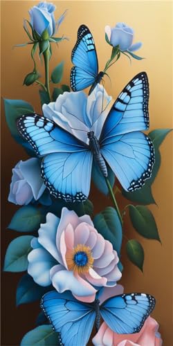 Broderie diamant grand format papillon rose, toile cristal 5D DIY art thérapie maison