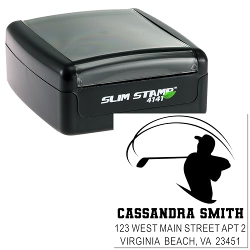 Image of Custom Made Travel Dynamic Dance Silhouette Slim Pre Inked Rubber Stamp | Address Stamp For Envelopes. Customized Slim Stamper. Choice of 5 ink colors. Up to 15,000 impressions. Oil-based ink.