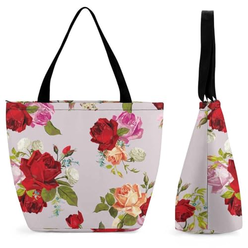 Sac à main pour femme rose rouge grand sac de shopping et voyage fourre-tout