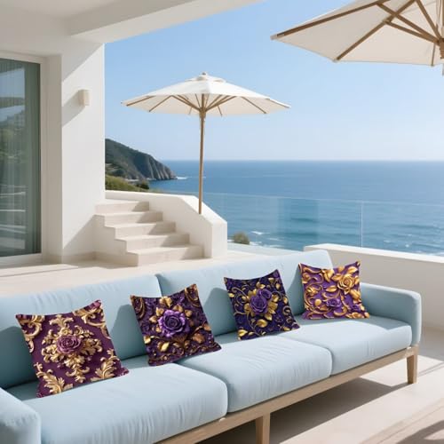 Housse coussin 50x50cm super doux impression recto verso fleurs lot de 4 - 3