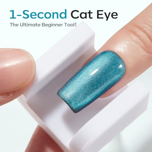 Image of Modelones 5D Automatic Cat Eye Magnet for Nails, 5Pcs Circle Nail Magnet Tool for Cat Eye Gel Polish, 360 Rotating Cat Eye Magnet Tool, U-Shaped&Ball Magnet&Hole&Heart Magnets for Glass Bead Nail Art
