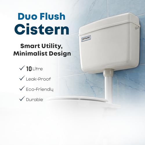 Image of Prayag Duo Flush 10 Litre PTMT Toilet Cistern for Indian & Western WC Wall Mounted Flush Tank with Dual Push Button Water Saving Leak Proof Bathroom Flush System with Complete Fittings (White)