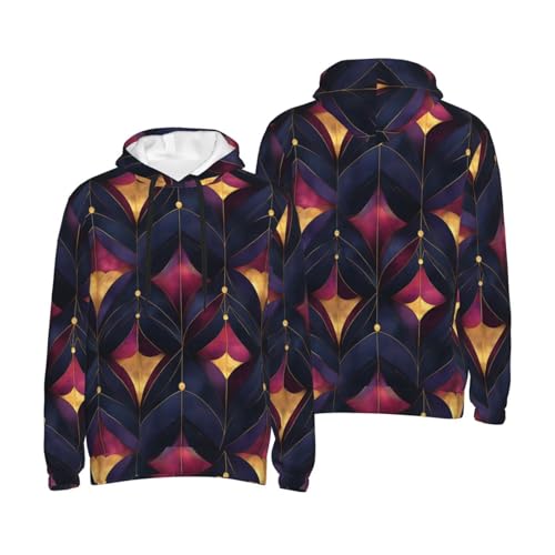 Hoodies For Men - Purple And Gold Pattern Print Long Sleeve Casual Men'S Hoodies & Sweatshirts Pullover With Pocket4