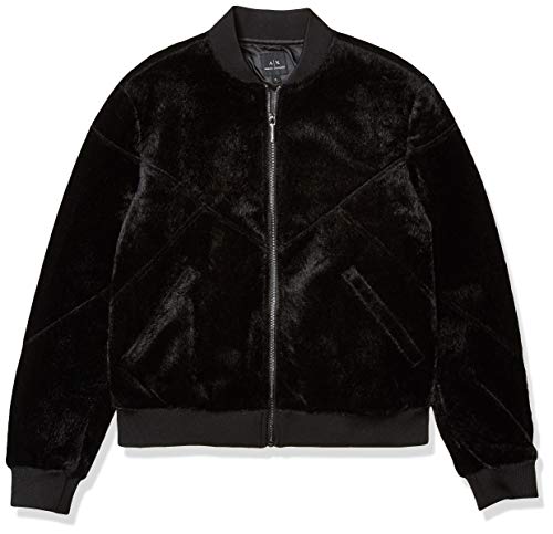 A|X Armani Exchange Women's Soft Zip Up Bluson Jacket, Black, L