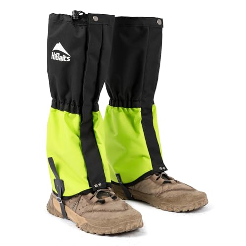 Waterproof Leg Gaiters for Men and Women Adjustable Snow Boot Gaiters for Hiking in Hunting Sand and Mud Mountain Climbing or Snowshoeing (Green L)