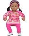 Sophia's 15 Inch Pink Print Dress, Pink Leggings and Headband 3 Piece Baby Doll Outfit