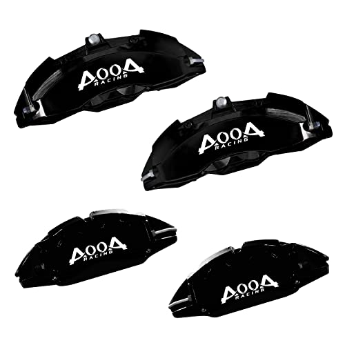 AOOA RACING Cubiertas de pinza de aluminio negro con carácter blanco para Tesla Modelo Y (juego de 4) Cover