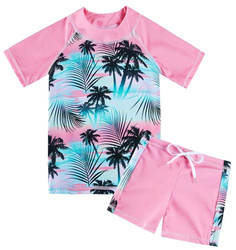 Fanient Traje de Baño para Niñas Traje de Baño de Dos Piezas Hermoso Traje de Baño con Estampado Hawaiano Traje de Baño para Niños de 7 a 8 Años