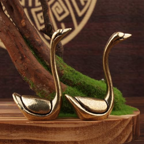 Figura decorativa cisne de latón puro elegante miniatura 2
