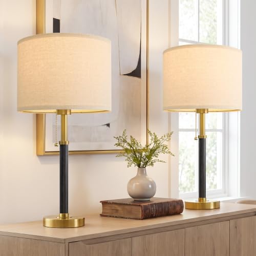 Wood Table Lamps 22" Mid Century Modern Lamps for Bedroom Living Room Lamps