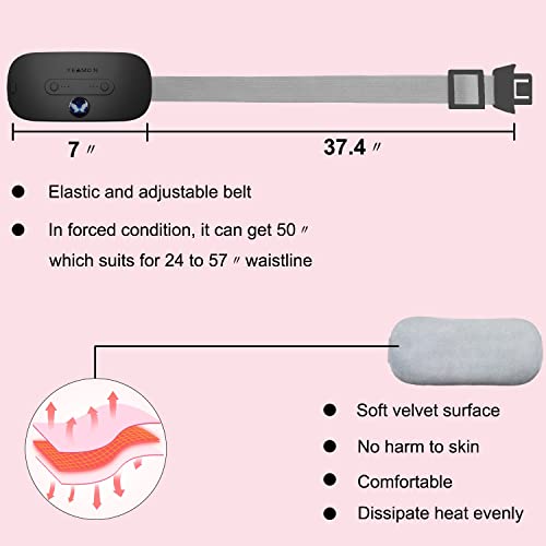 Image of Back or Belly Heating Pad, Electric Waist Belt Device with 3 Heat Levels and 3 Massage Modes, Portable Cordless Fast Heating Pad for Women and Girl