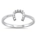 Sterling Silver Women's Colorless Cubic Zirconia Good Luck Horseshoe Ring (Sizes 4-10)