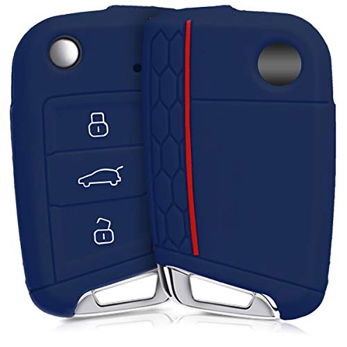 kwmobile Funda de Silicona para Llave de 3 Botones para Coche VW Golf 7 MK7 - Carcasa Protectora Suave de Silicona - Case Mando de Auto Azul...