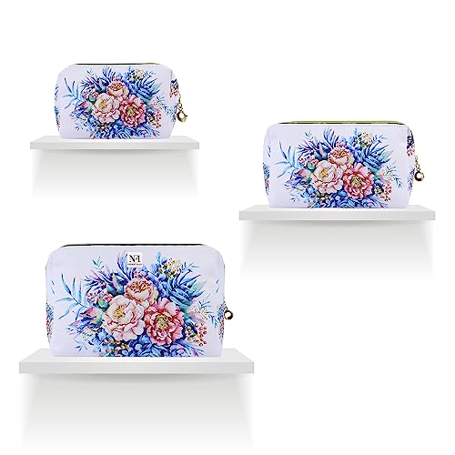 Image of NFI essentials Makeup Pouch Set of 3 Piece, Stylish Pouches for Makeup Accessories, Travel Pouch for Women, Cosmetic Pouch, Vanity Case, Jewellery Pouch, Toiletry Make up Bag