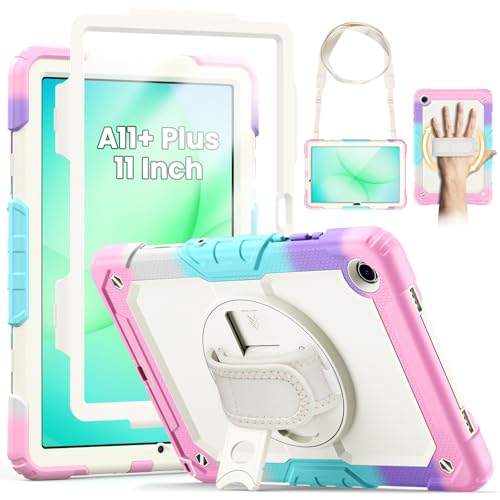 Coque Samsung Tab A9+ antichoc rose 11 pouces protection écran bandoulière
