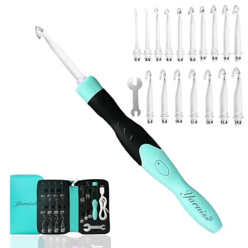 Yarniss 17 Sizes Lighted Crochet Hooks Set with...
