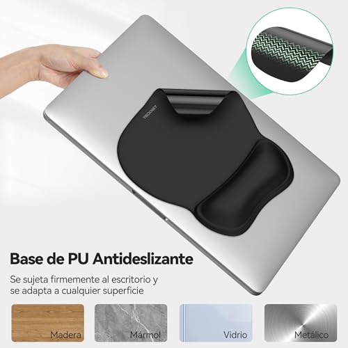 TECKNET Alfombrilla Ratón con Ergonómica, Reposamuñecas Mouse Pad con Apoyo, Alfombrilla Gaming de Gel Fresco y Transpirable, Impermeable y Fácil de Limpiar, Almohadilla Raton de PU Antideslizante - imagen 5