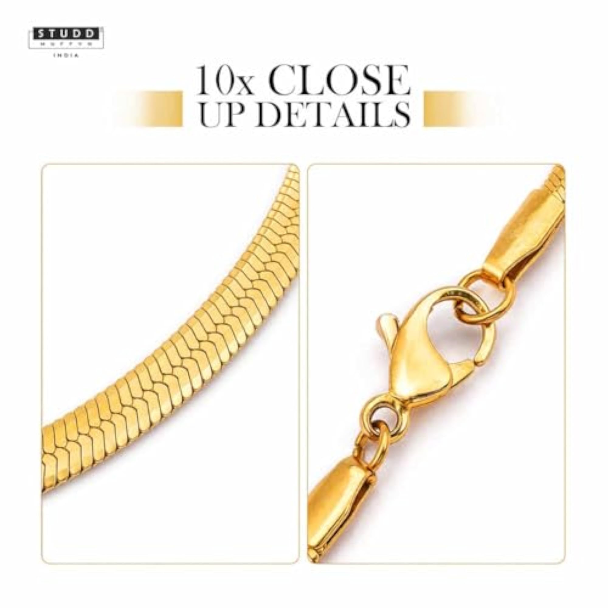 Men's Elegant 18K Gold Tone Snake Chain Necklace, Stylish Gift