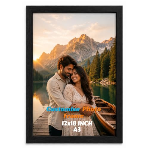 Image of AARVI Personalized A3 Photo Frame with Custom HD Photo Print | Premium MDF Wooden Wall Hanging Picture Frame for Birthday, Anniversary & Wedding Gift (Black)