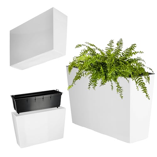 Kadax Jardinera De Plástico, 18,5 X 55,7 Cm, 5 Colores, Maceta Con Cintas De Riego, Jardinera Para Balcón Con Inserto, Jardinera Para Exteriores, Cubo De Flores Blanco, Rectangular, Brillante Kadax Jardinera De Plástico, 18,5 X 55,7 Cm, 5 Colores, Maceta Con Cintas De Riego, Jardinera Para Balcón Con Inserto, Jardinera Para Exteriores, Cubo De Flores Blanco, Rectangular, Brillante