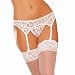 Coxeer Lace Garter Belt Panties & Sheer Stockings Lingerie Set For Women's (White)