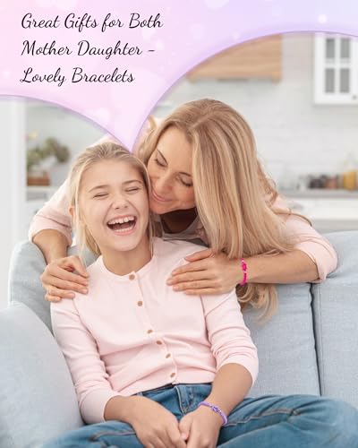 Image of YELUWA 2 Pcs Mother Daughter /Son Bracelets, Mothers Day Gifts, Back to School Gift, First Day of School Gifts, Lovely Charm Bracelets Set Mommy and Me Jewelry with Gift Box Wish Card