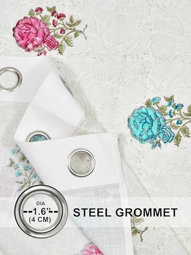 Image of THE LINEN COMPANY Cotton Sheer Printed Curtain for Window Bedroom and Living Roonm Home decor Set of 2 (04 Feet,Royal Rose)