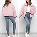 Flygo Winter Cropped Puffer Jacket Coats for Women 2025 Short Warm Quilted Jackets Outerwear with Pockets(Pink-S)