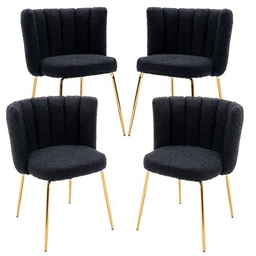 Velvet Barrel Dining Chairs Set of 2 Modern Accent Chairs Upholstered Host Side Chairs with Gold Metal Legs for Home Kitchen Living Room, Rose