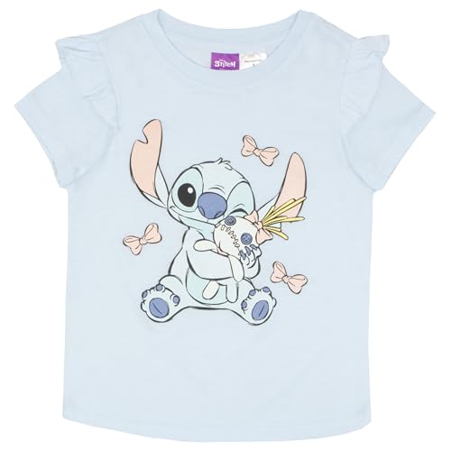 Image of Disney Princess, Minnie Mouse, Lilo & Stitch Girls Short Sleeve Ruffle T-Shirt & Leggings Set, 2-Piece Bundle for Kids