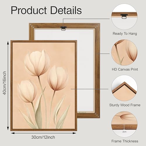 Décoration murale salon moderne : solution triptyque toile fleurs vintage pour grand mur vide - 2