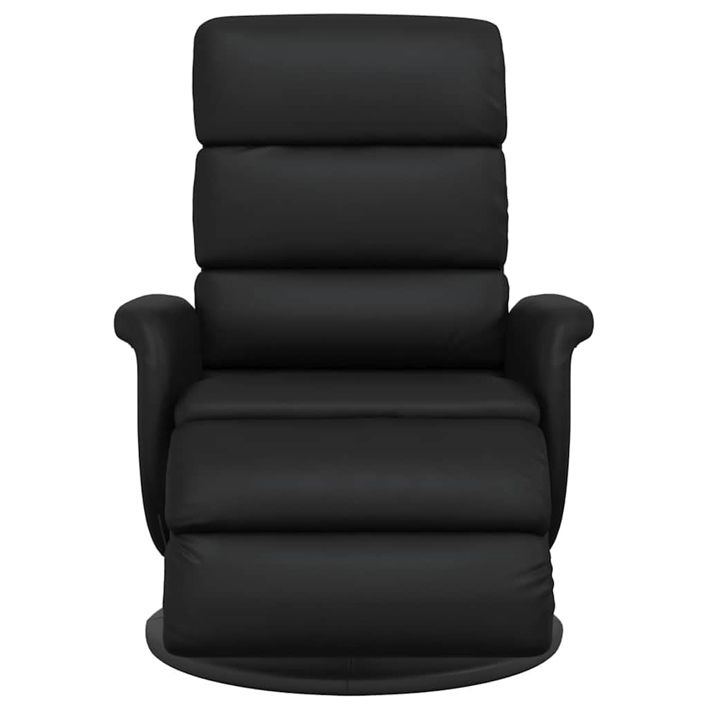 Fotel relaksacyjny z podnóżkiem, wykonany z czarnej sztucznej skóry, regulowany, ergonomiczny, z tapicerką, do salonu, sypialni, biura, do relaksu podczas czytania i oglądania telewizji