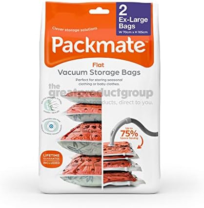 Packmate 2 x Jumbo Vacuum Storage Bags for Clothes, Duvets, Bedding and More - 90 x 110 cm - Pack of 2