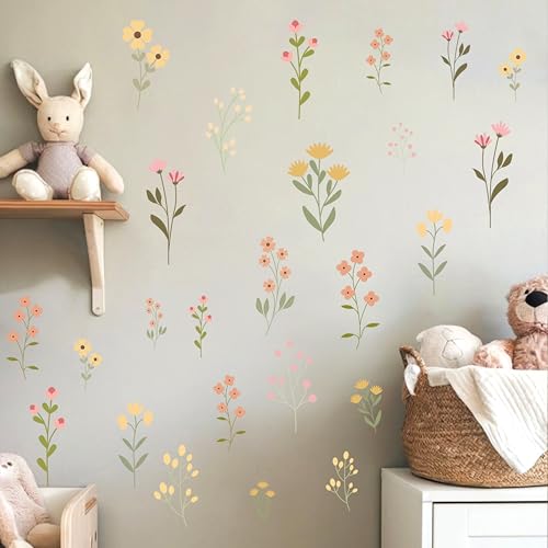 Vinilo decorativo floral Wildflower en tonos rosa y amarillo miniatura 2