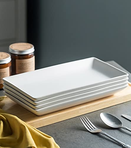Gomakren Serving Platter For Entertaining 12 Inchesserving Dishes Serving Tray For Party Serving Food, White Rectangle Serving Plate, Taco Salad Plate Set Of 4 #TOP6