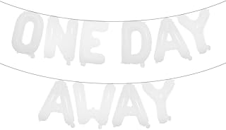 One Day Away Rehearsal Dinner Banner, One Day Away Party Supplies Balloons Banner for Tomorrow We Do The Night Before Wedding Bridal Shower Photo Background Decorations (ONE DAY AWAY White)