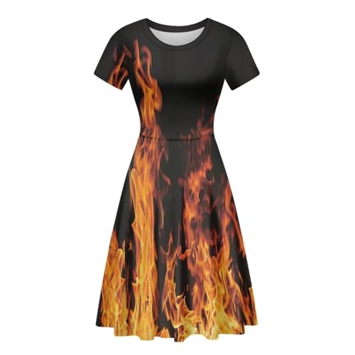 Image of POLERO Sunflower Dress for Women Floral Summer Dresses Short Sleeve Casual Sundresses Midi Dresses