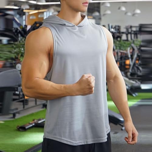 Mens Tank Top Lightweight Sleeveless Hoodie Muscle T-Shirt Summer Casual Cut Off Shirt Workout Running Gym Breathable Tee2