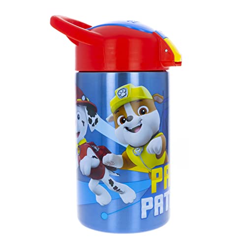 [2-Pack] Paw Patrol 15.5oz Stainless Steel Vector Water Bottle, BPA-free, Blue/Red
