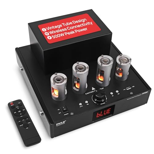 Pyle Bluetooth �A���v ���V�[�o�[ 4�̐^��Ǖt�� - 500W �n�C�t�@�C�z�[���I�[�f�B�I�X�e���I�V�X�e�� USB���[�_�[ CD/DVD ���� �T�u�E�[�t�@�[�o�� ������p�t�@��