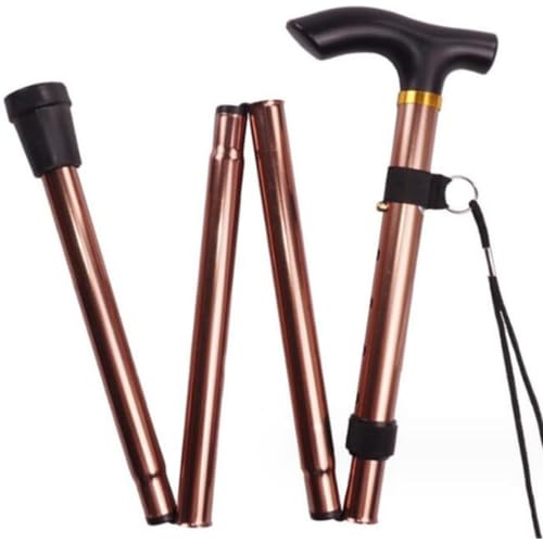 GrnArt 折り畳み式ステッキハイキングステッキ自立式ステッキ滑り止めステッキ補強ステッキ軽量長さ調節可能ユニセックス歩行補助ウォーキングエイドポータブル安全歩行補助 (ブラウン)