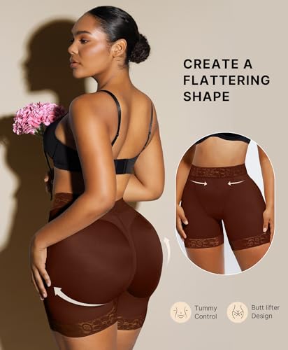 Image of SHAPELLX Butt Lifting Shapewear Tummy Control No Padding Faja Shorts | Mid Waisted Shaper, Natural Butt Lift Without Pads, 4-Bone Anti-Roll, Silicone Leg Grips, Tummy & Hip Control