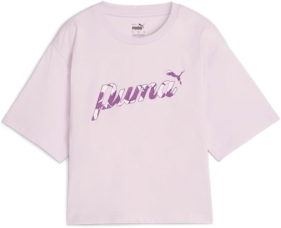 PUMA Womens Essentials Blossom Graphic Crew Neck Short Sleeve Casual Tops Casual - Purple