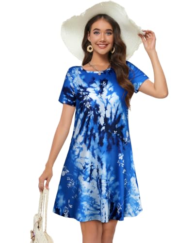 Image of Summer Dresses for Women Casual Tshirt Dress Beach Sundress with Pockets