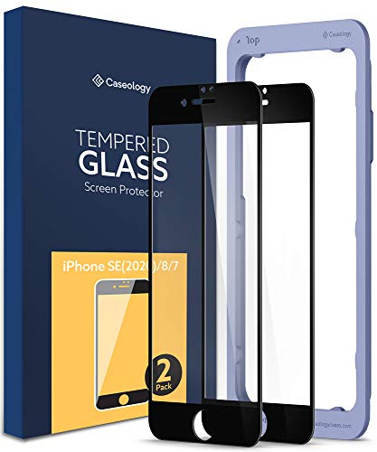 Caseology Full Cover Tempered Glass for Apple iPhone SE 2020 Screen Protector for iPhone 8/7 with Installation Kit - 2 Pack